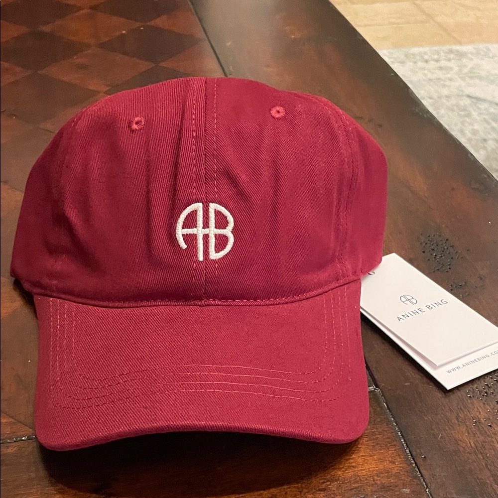 Anine Bing Burgundy Cap with Embroidered Logo nwt